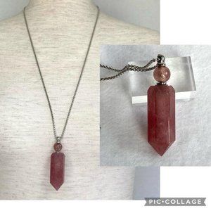 Rose Quartz Pendant Fragrance Bottle Necklace 27"